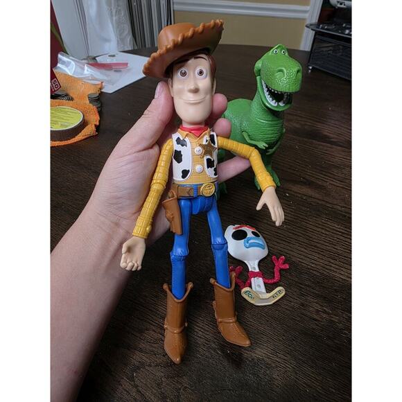 Toy Story Action Figures Lot of 3 Woody, Rex & Spone Forky Disney Pixar VIDEO - Picture 15 of 16